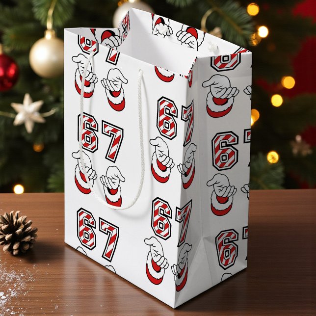 Sac Cadeau Moyen Christmas Santa Meme Six Seven 67 6 7  (Créateur téléchargé)
