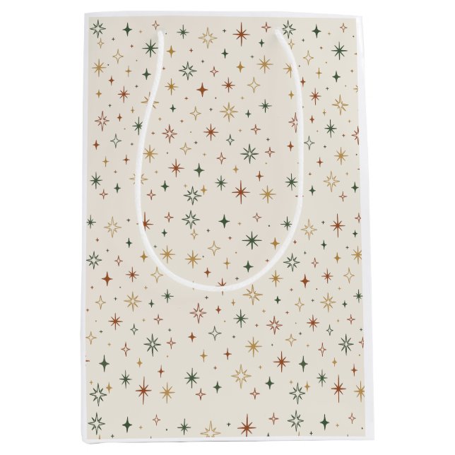 Sac Cadeau Moyen Christmas Stars & Sparkles Pattern			 (Devant)