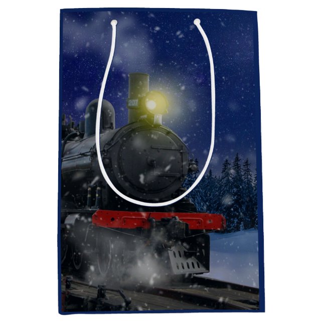 Sac Cadeau Moyen Christmas Train in the snow      (Devant)