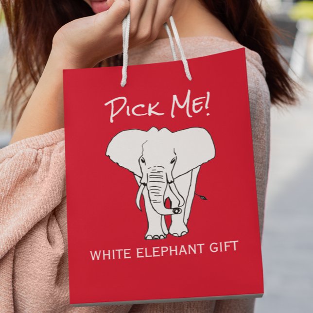 Sac Cadeau Moyen Christmas White Elephant Pick Me Échange de cadeau (Créateur téléchargé)