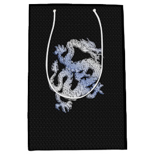 Sac Cadeau Moyen Chrome comme le dragon sur la copie noire de peau