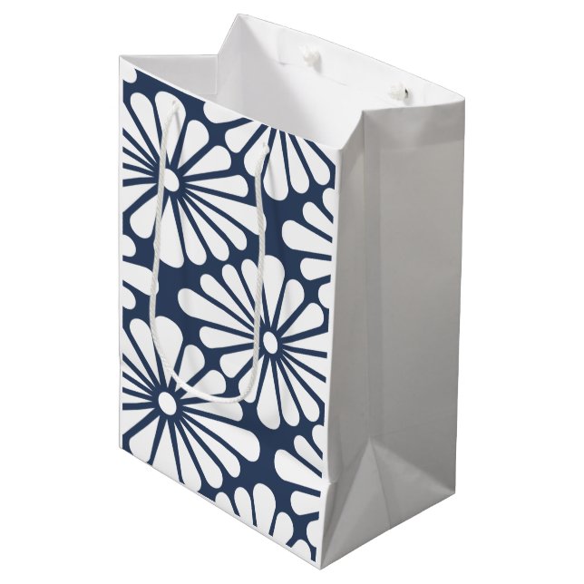Sac Cadeau Moyen Chrysanthemum [indigo] - Japanese Pattern (Devant Angle)