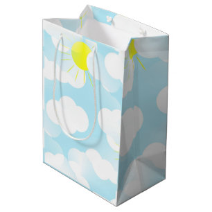 Sac Cadeau Moyen Ciel d'été bleu soleil avec nuages