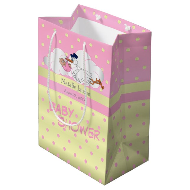 Sac Cadeau Moyen Cigogne avec un petit bébé mignon (Dos Angle)