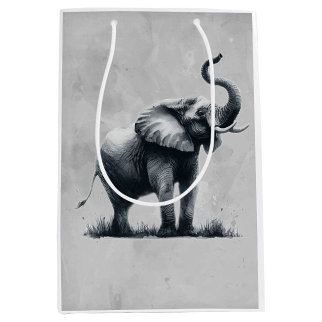 Sac Cadeau Moyen Citation d'éléphant amusant Art animal (Devant)