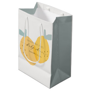 Sac Cadeau Moyen Citron jaune mignon Baby shower d'agrumes rond