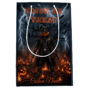 Sac Cadeau Moyen Citrouille de sheriff cowboy d'Halloween effrayant