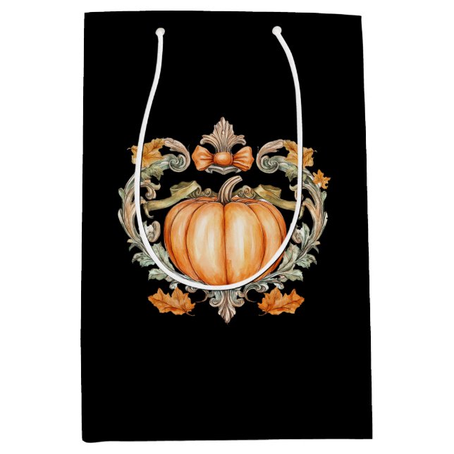 Sac Cadeau Moyen Citrouille élégante d'automne (Devant)