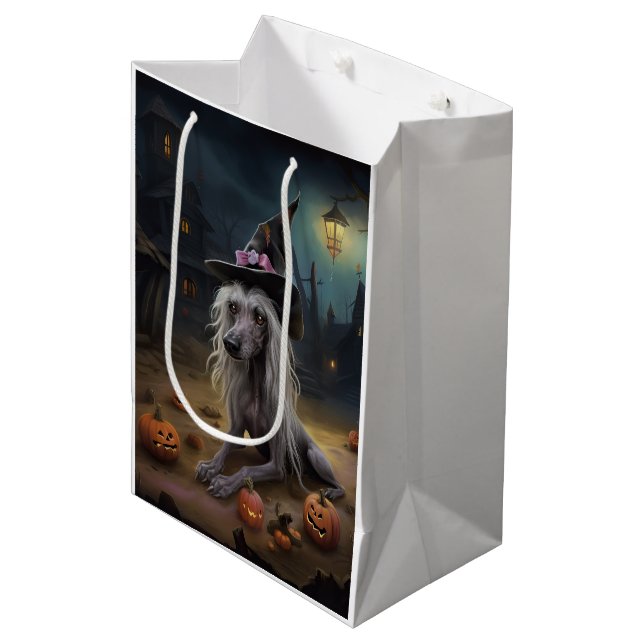 Sac Cadeau Moyen Citrouilles chinois arrêtés Halloween effrayant (Devant Angle)