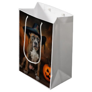 Sac Cadeau Moyen Citrouilles d'Halloween effrayantes American Staff