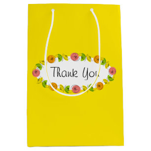 Sac Cadeau Moyen Citrus Oval Jaune Merci moyen