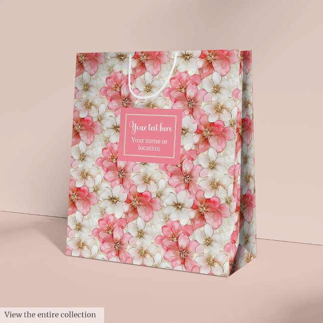 Sac Cadeau Moyen Classic powder pink & gold custom wedding gift bag (Classic powder pink & gold custom wedding gift bag)