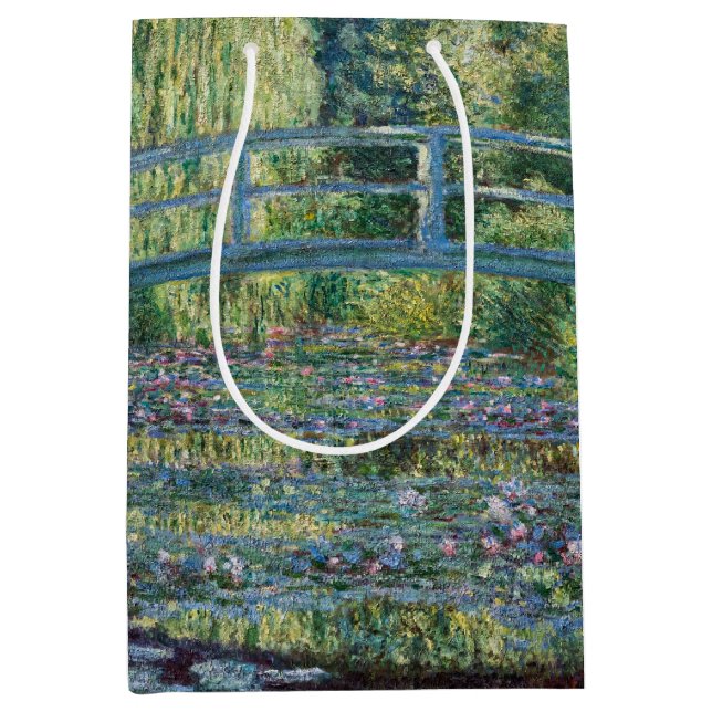 Sac Cadeau Moyen Claude Monet - Eau Lily étang, Harmonie verte (Devant)