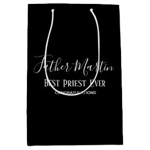 Sac Cadeau Moyen CLERGIE PÂTISSERIE BLANCHE Simple Personnalisée