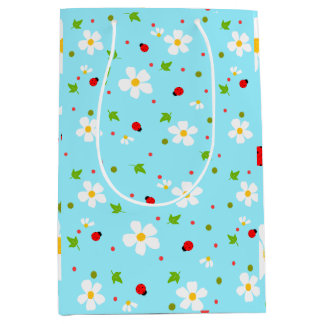 Sac Cadeau Moyen Coccinelle Jardin Floral Motif Sans Couture