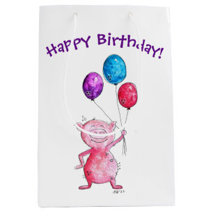 Sac Cadeau Moyen Cochon rose géant avec ballons