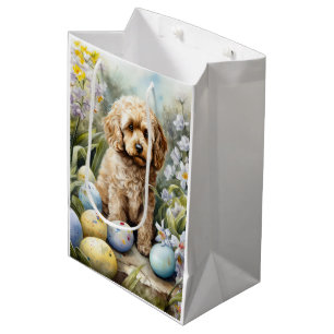 Sac Cadeau Moyen Cockapou avec les oeufs de Pâques vacances