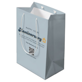 Sac Cadeau Moyen Code QR Immobilier Anniversaire de Maison Rétro Bl