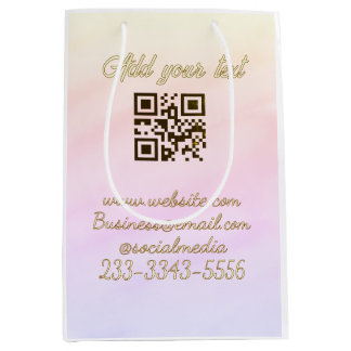 Sac Cadeau Moyen code QR personnalisé simple ajoutez votre nom text