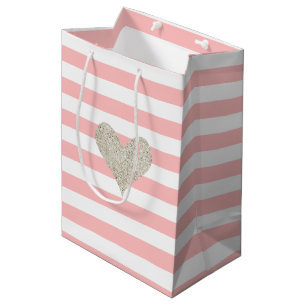 Sac Cadeau Moyen Coeur Parties scintillant argent