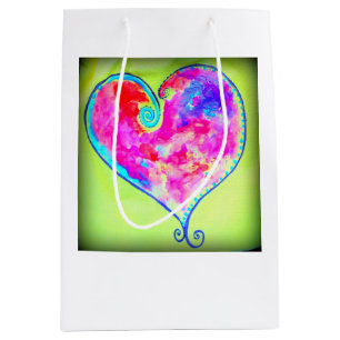 Sac Cadeau Moyen coeur tourbillonnant rose