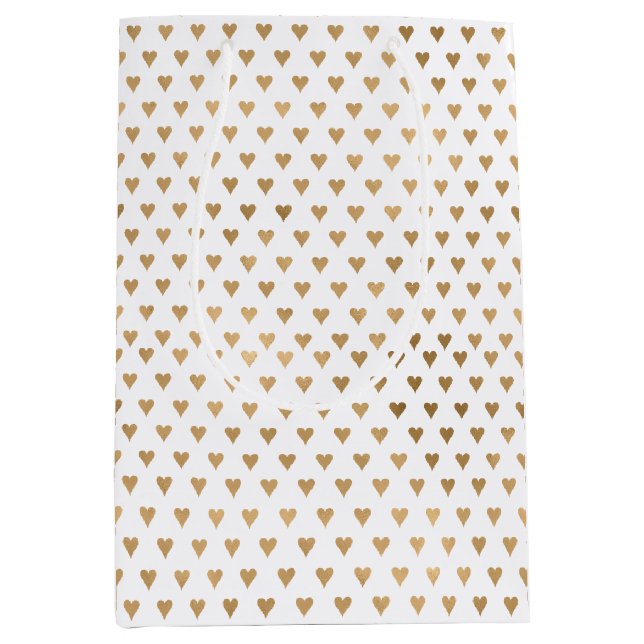 Sac Cadeau Moyen Coeurs d'or (Devant)