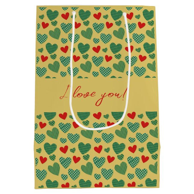 Sac Cadeau Moyen Coeurs remplis de motif (Dos)