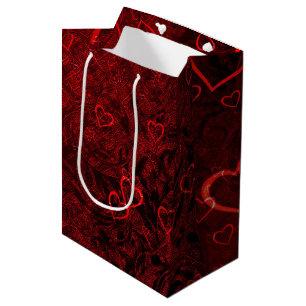 Sac Cadeau Moyen Coeurs rouges gothiques