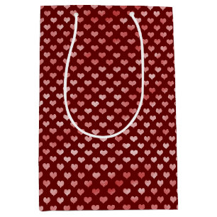 Sac Cadeau Moyen Coeurs rouges roses Ombre