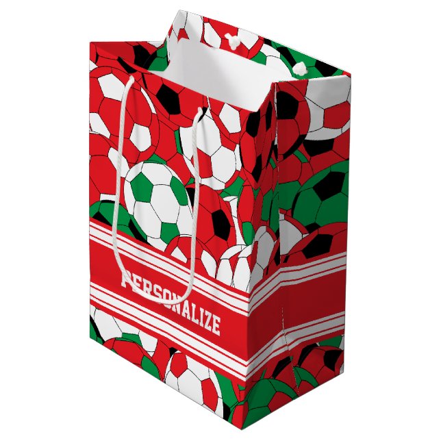 Sac Cadeau Moyen Collage de balle de football de Noël (Devant Angle)
