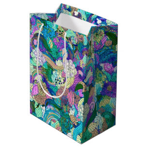 Sac Cadeau Moyen Collage de fleurs colorées Reto