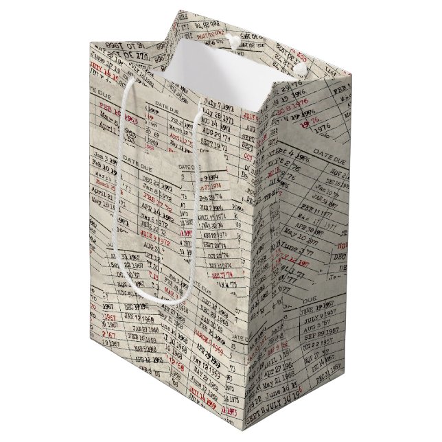 Sac Cadeau Moyen Collection de cartes de bibliothèque ancienne (Devant Angle)