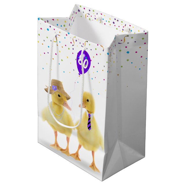 Sac Cadeau Moyen Colliers d'anniversaire avec 80e ballon d'annivers (Devant Angle)