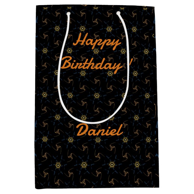 Sac Cadeau Moyen Conception abstraite noir (Devant)