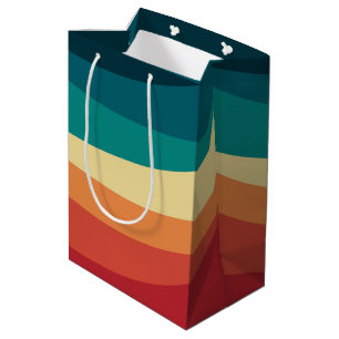 Sac Cadeau Moyen Conception de courbes colorées de style rétro