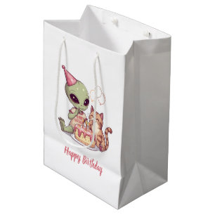 Sac Cadeau Moyen Conception de fête d'anniversaire d'alien mignon