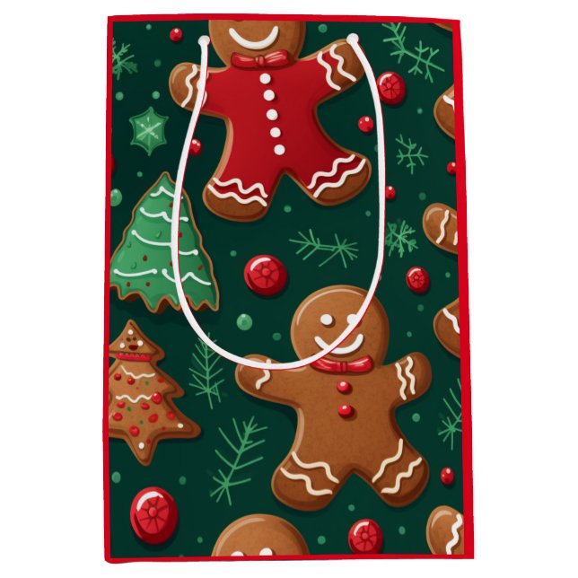 Sac Cadeau Moyen Conception de pain d'épices de Noël (Devant)