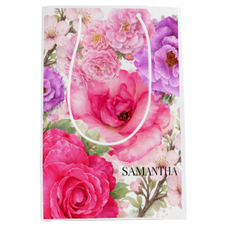 Sac Cadeau Moyen Conception Florale Personnalisée