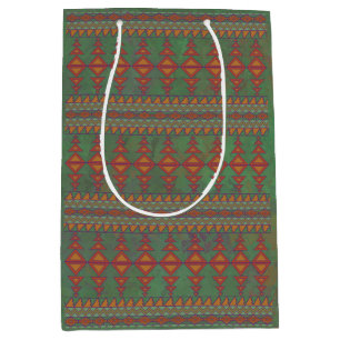 Sac Cadeau Moyen Conception géométrique verte Sagebrush Sud-Ouest