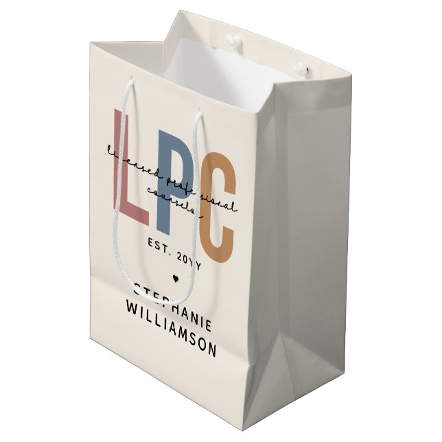 Sac Cadeau Moyen Conseiller professionnel autorisé LPC personnalisé (Devant Angle)