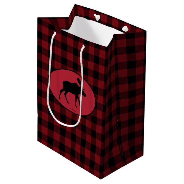 Sac Cadeau Moyen Contrôle noir rouge d'orignaux (Devant Angle)