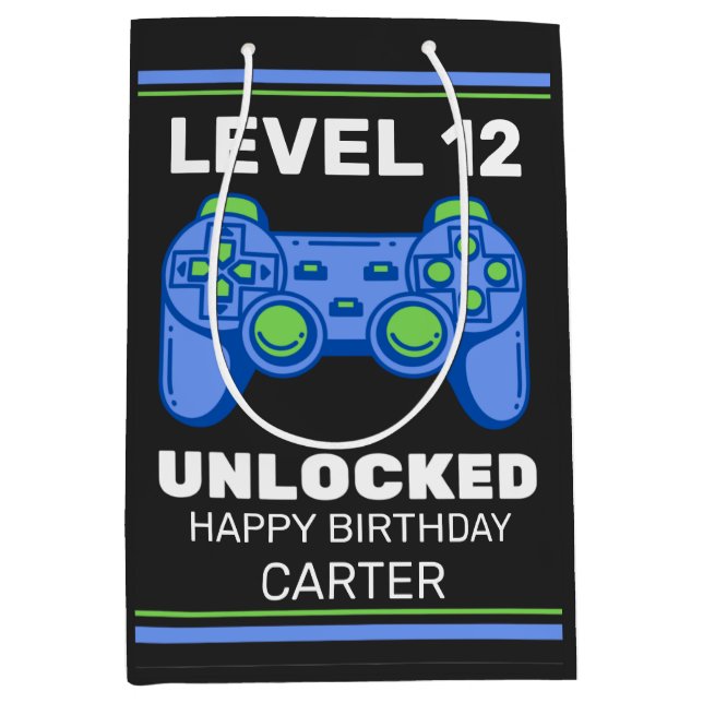 Sac Cadeau Moyen Contrôleur de jeu vidéo Anniversaire Personnalisé (Devant)