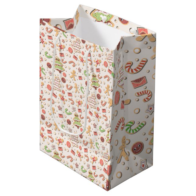 Sac Cadeau Moyen Cookie Christmas Pattern - Sweet and Festive (Devant Angle)