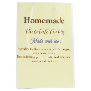 Sac Cadeau Moyen Cookies au chocolat faits maison avec amour ajoute