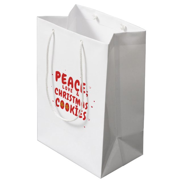 Sac Cadeau Moyen Cookies de paix, d'amour et de Noël (Dos Angle)