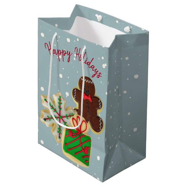 Sac Cadeau Moyen Cookies de sucre de Noël (Devant Angle)