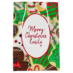 Sac Cadeau Moyen Cookies de sucre de Noël avec nom