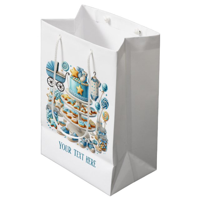 Sac Cadeau Moyen Cool bébé garçon douche personnalisable (Devant Angle)