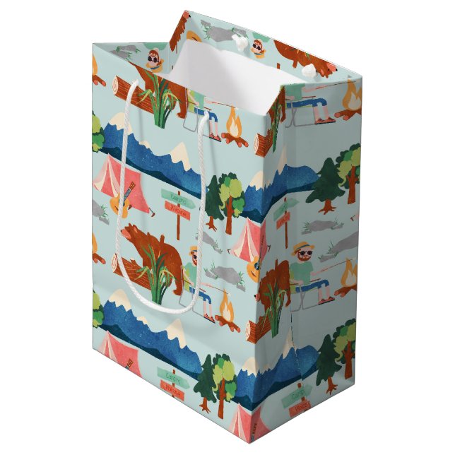 Sac Cadeau Moyen Cool camping partie carrelé motif (Devant Angle)