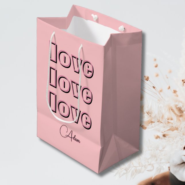 Sac Cadeau Moyen Cool Candy Rose Clean 3 x Amour | Rose Pastel (Créateur téléchargé)